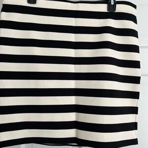 LOFT Black and Cream Striped Mini Skirt